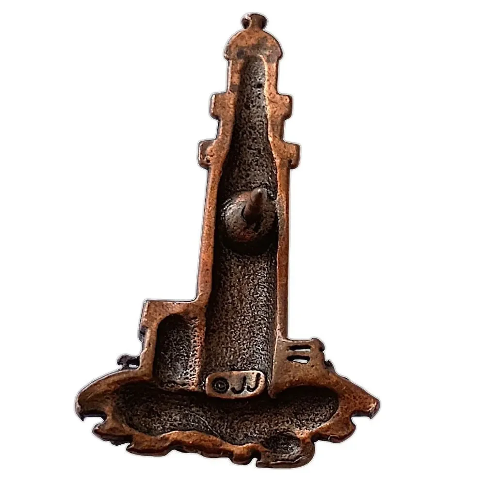 JJ Jonette Lighthouse Pin Brooch Copper Color Metal Vintage 90s Coastal Nautical